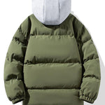 Contrast Detachable Hooded Puffer Coat