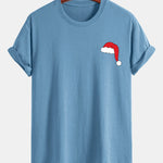 Regular Fit Santa Hat Print Cotton T-Shirt