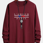 Long Sleeve Paris Slogan Print Cotton T-Shirt