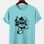 Cat Breaks The Wall Print T-shirt