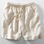 Linen Cotton Blend Drawstring Striped Shorts
