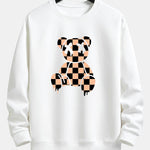 Dissolving Checkerboard Bear Print Relax Fit Sweatshirt