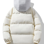 2 In 1 Corduroy Zip Up Hooded Puffer Coat