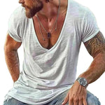 Men's Casual Cotton Blended V Neck Short Sleeve T-Shirt