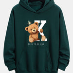 Crown King Bear Print Relax Fit Hoodie