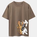 Kung Fu Bear Print Drop Shoulder Oversize T-Shirt