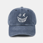 Evil Smiley Face Pattern Classic Retro Washed Distressed Cotton Baseball Cap