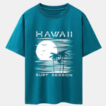 Hawaii Sun Palm Trees Print Drop Shoulder Oversize T-Shirt