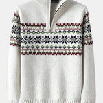 Christmas Geometric Print Half Zip Sweater