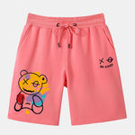 Graffiti Bear Print Man Mid Length Shorts