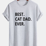 Regular Fit Best Cat Dad Ever Print Cotton T-Shirt