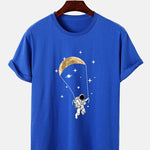 Astronaut Moon Print T-Shirt