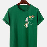 Cute Pocket Cat Print T-Shirt