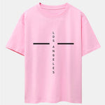 Stripe Los Angeles Print Drop Shoulder Oversize T-Shirt