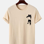 Pocket Cat Print T-Shirt
