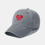 Heart-Shaped Smiley Face Pattern Classic Retro Washed Distressed Cotton Baseball Cap