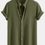 Waffle Stand Collar Shirt & Drawstring Waffle Shorts