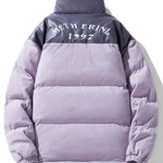 Corduroy PU Patchwork Puffer Coat
