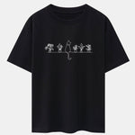 Cat Potted Plant Print Drop Shoulder Oversize T-Shirt