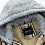 Teddy Fleece Lined Detachable Flannel Plaid Hooded Coat
