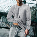 Men's Vintage Solid Henley Collar Long Sleeve T-Shirt