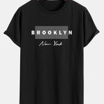 Brooklyn New York Dot Print Cotton Arc Hem T-Shirt