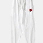 Rose Print Cotton Blend Jogger Pants