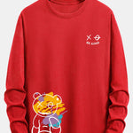 Long Sleeve Graffiti Bear Print Cotton T-Shirt