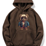 Bear In Leather Jacket Print Hoodie
