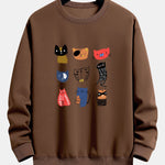 Cartoon Cat Print Relax Fit Sweatshirt