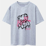 Dissolving Bear Print Drop Shoulder Oversize T-Shirt