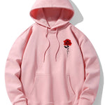 Rose Print Cotton Blend Hoodie