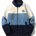 Color Block Zip Up Teddy Coat