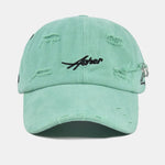 Retro Asher Embroidery Washed Distressed Baseball Cap