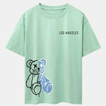 Los Angeles Dissolving Bear Print Drop Shoulder Oversize T-Shirt