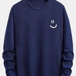 Long Sleeve Smiley Face Print Cotton T-Shirt