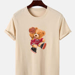 Bear Playing Basketball Print T-Shirt