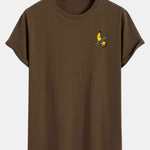 Banana Print Cotton Arc Hem T-Shirt