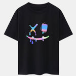 Colorful Smiley Face Print Drop Shoulder Oversize T-Shirt