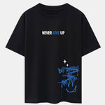 Never Give Up Smiley Face Print Drop Shoulder Oversize T-Shirt
