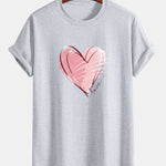 Regular Fit Doodle Heart Print Cotton T-Shirt