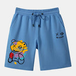 Graffiti Bear Print Man Mid Length Shorts