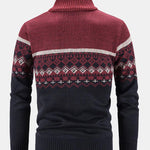 Geometric Print Zip Up Sweater