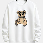 Plaid Pattern Dissolving Bear Print Relax Fit Sweatshirt & Jogger Pants