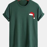 Regular Fit Santa Hat Print Cotton T-Shirt