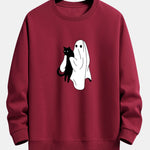 Ghost Black Cat Print Relax Fit Sweatshirt