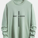 Long Sleeve Way Maker Stripe Print Cotton T-Shirt