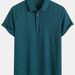 Short Sleeve Knitted Letter Textured Polo