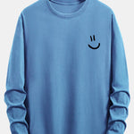 Long Sleeve Smiley Face Print Cotton T-Shirt