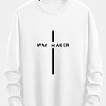 Long Sleeve Way Maker Stripe Print Cotton T-Shirt